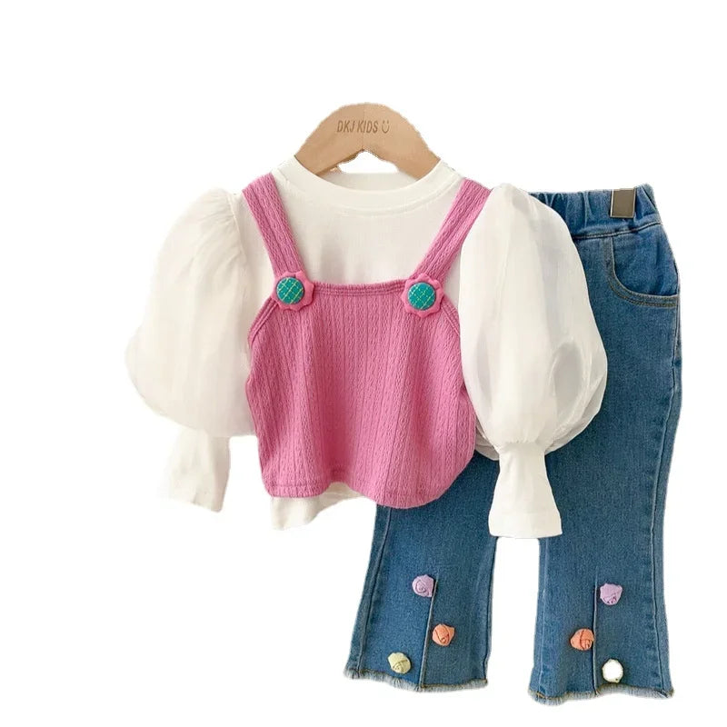 conjunto infantil feminino - 3 peças - Acheiweb