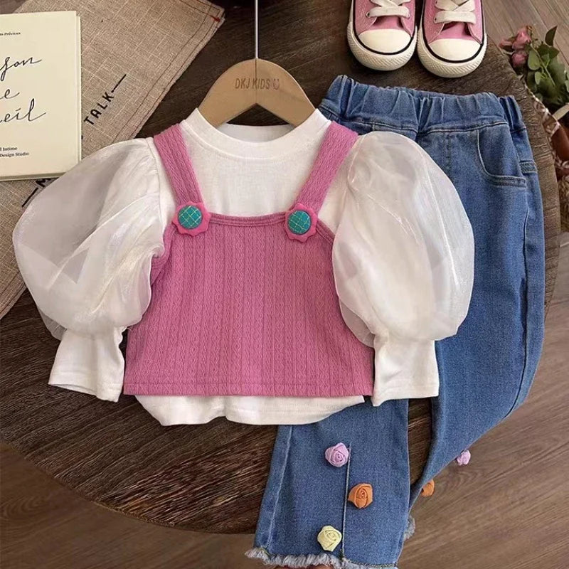 conjunto infantil feminino - 3 peças - Acheiweb