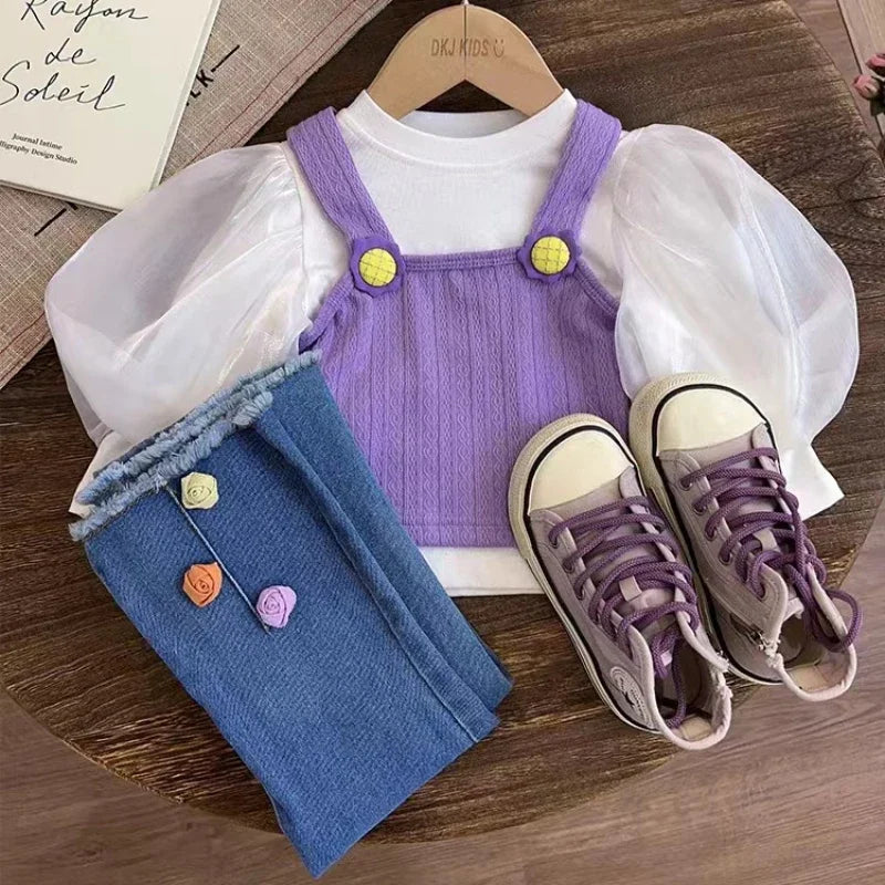 conjunto infantil feminino - 3 peças - Acheiweb