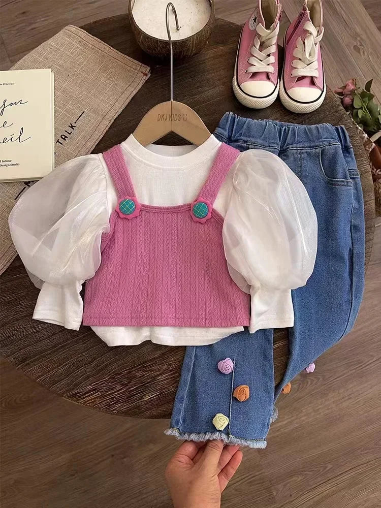 conjunto infantil feminino - 3 peças - Acheiweb