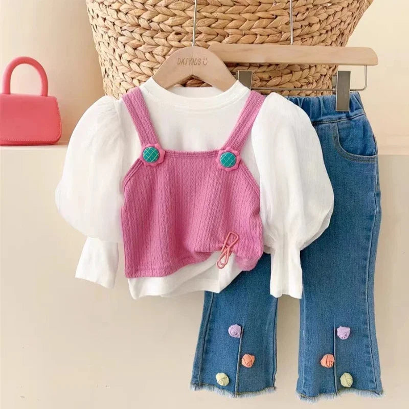 conjunto infantil feminino - 3 peças - Acheiweb