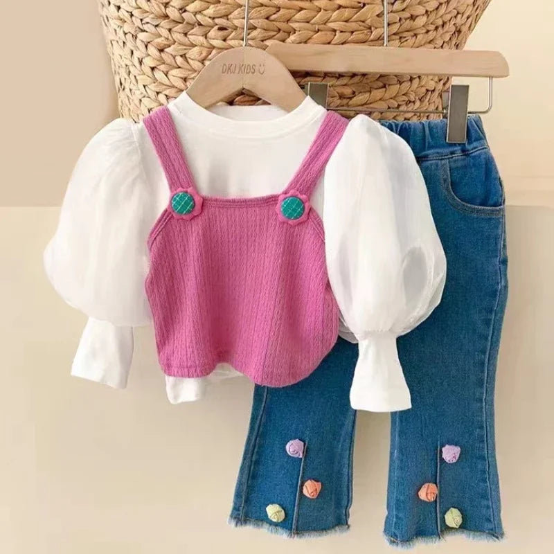 conjunto infantil feminino - 3 peças - Acheiweb