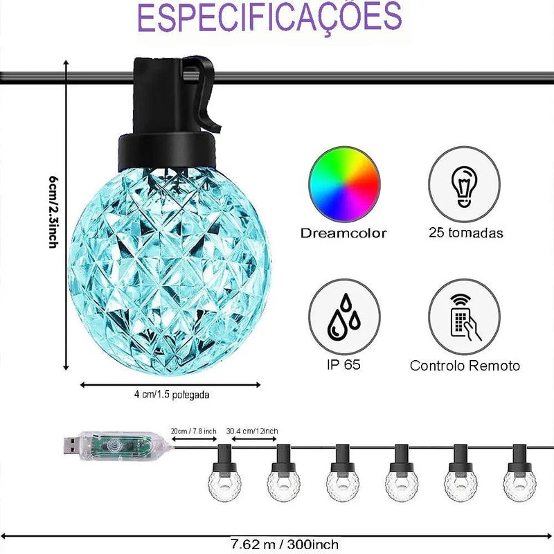 Cordão luz Led - Globo - Acheiweb