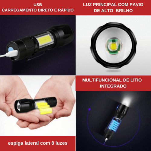 Mini tocha led recarregável - Acheiweb